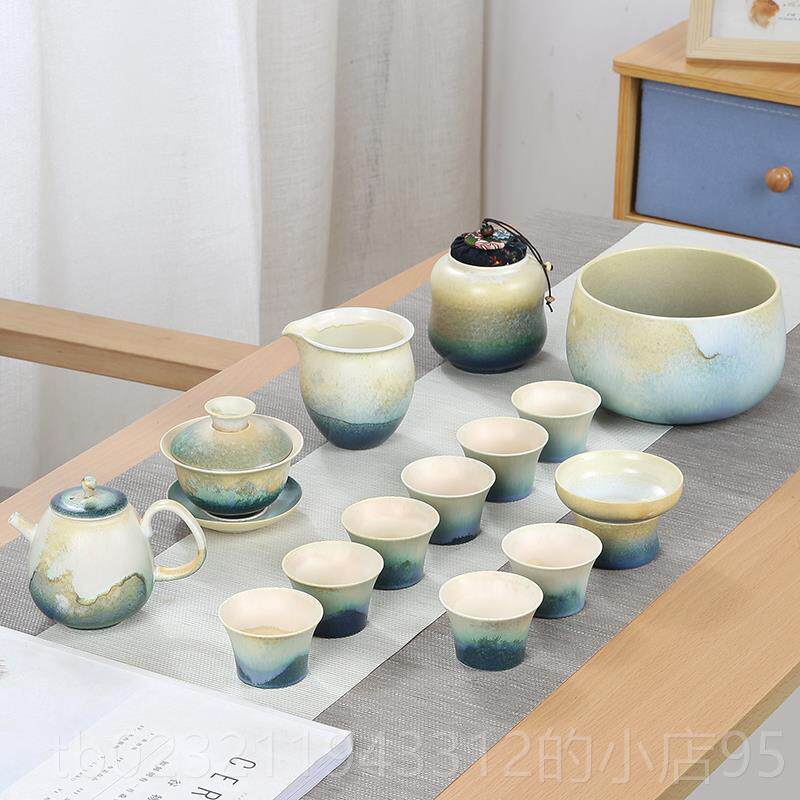 高档陶瓷功夫茶本具为家庭客和办公室成套简厅单的日窑转茶壶杯茶