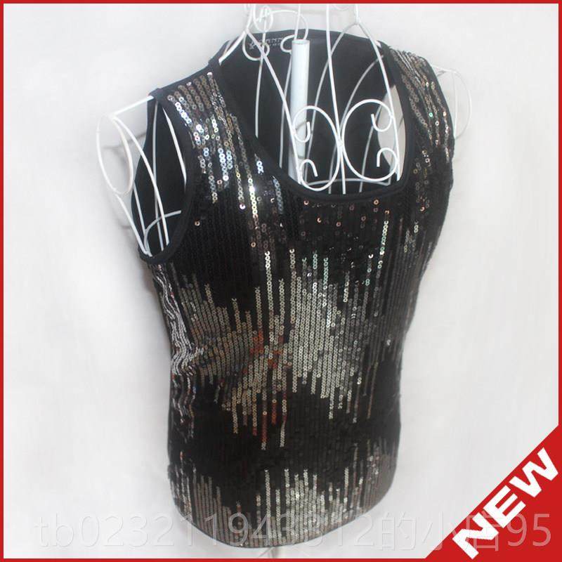 高档DJ演出背 D男嘉服宾酒吧歌手S舞台演出服夜店 亮片男款演出心