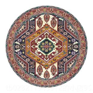 欧式 复古轻奢圆形地毯斯新中室式 毯卧床边 地美波式 高档楼兰美惠