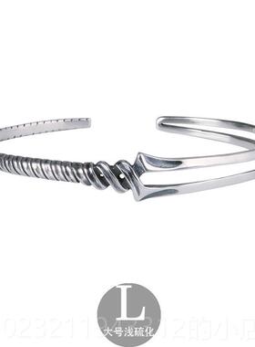 高档YUK士925纯手镯朗基INS欧美男I女男个性银银镯子手饰情侣饰品