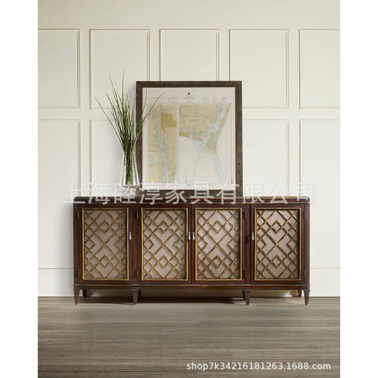 出口新古典美式乡柜轻村实木玄关餐19070820边柜欧式后现代奢物装