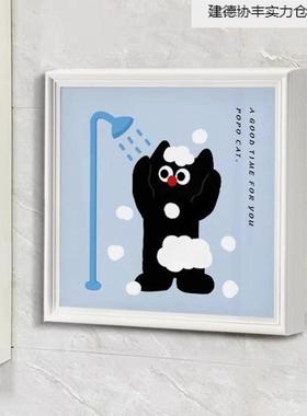 可爱猫服浴室收纳置物FXV架咪洗澡放衣卫生间洗手间折壁画叠柜子