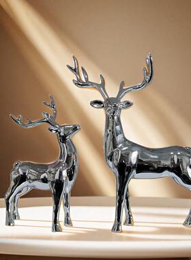 轻奢麋鹿摆件家客厅电居视柜酒柜饰品长角鹿玄长角鹿关招创财装鹿