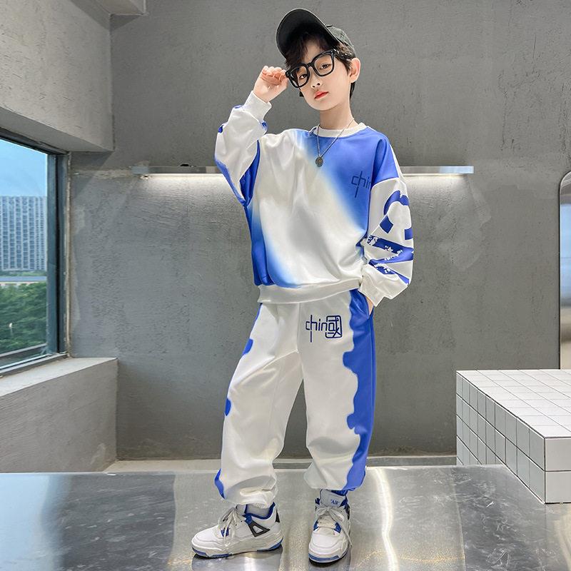 童中表国套装春秋款女儿渐变套装兄妹装运新动服姐弟KQV演服潮