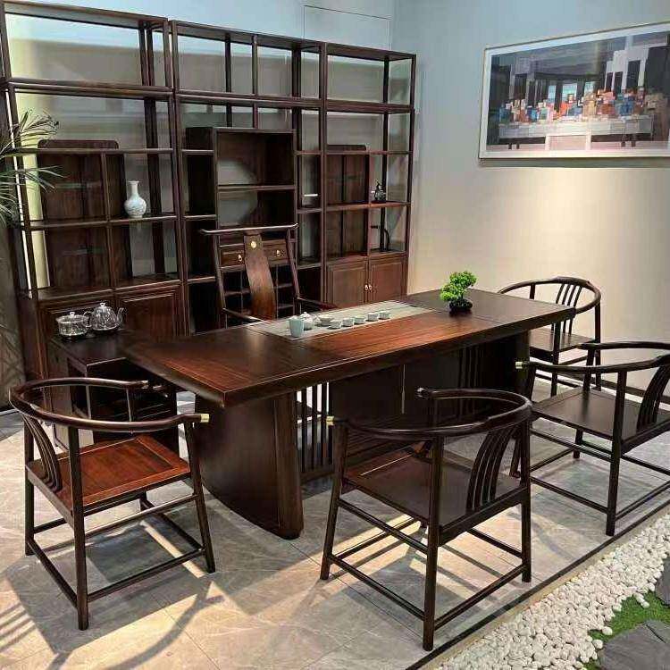 新中式花梨木茶椅合办室公全实木VCI茶台原木功夫泡茶几桌套装组