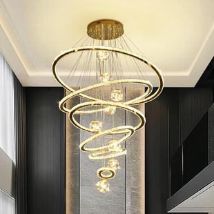 复式楼别墅挑空客厅灯吊复式楼中吊大灯loft公寓轻奢45空水晶灯具