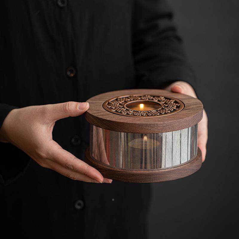 大dat1211岸堂胡茶桃木热温茶器煮玻璃壶加热底座茶具蜡烛加温炉