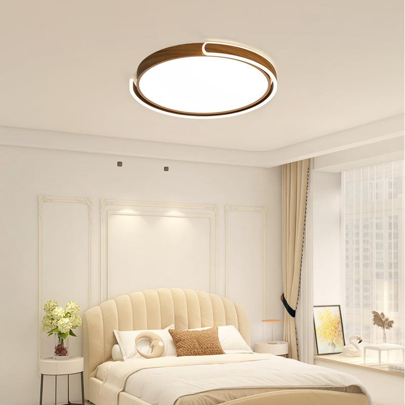 卧室灯2书024款新创意新中式木纹edl吸顶灯圆形餐厅主卧房间821灯