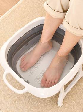 折用叠脚桶塑料洗盆伸缩旅行便携式家足浴脚盆按F76575SH泡摩洗脚