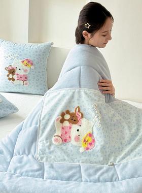 冬季加厚抱XLQ枕合被二一车载保室暖抱枕被子办公睡午两用卡通枕