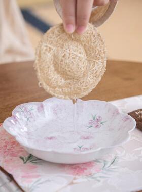 嫩84557手干绘玫瑰壶承陶瓷家用泡台托花盘茶托小茶台粉茶具配件