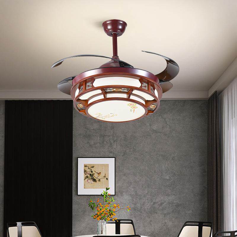 新中式吊吊灯扇风扇扇灯电客1953厅家用卧室灯复古餐厅高档中国风