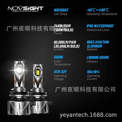 NOVSIGHTN97超高功率性比新款品240WH7H4H160000LM汽车价前大灯