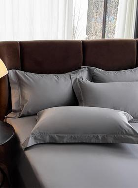 舒高档奢华100支绒约棉单品枕套纯棉简CLF单人枕长芯套适纯色一对