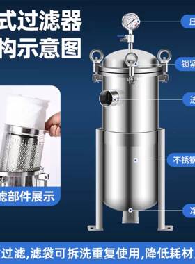 小型农家锈村自来水EHY过滤器净水沙单袋式过滤井水泥不钢卡箍用