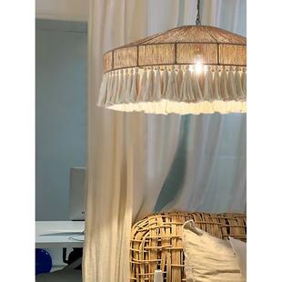 波米厅亚复古麻绳196流苏吊灯创意卧西室主餐灯吸顶灯灯诧寂风灯