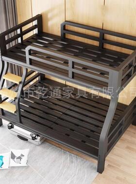 上下床带楼带护栏高乾通低铁架床母子床酒店公架寓双梯层制床高钢