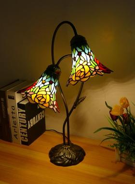 园风蒂凡尼酒店室床头书房装饰田台卧灯创意桌71299面怀旧复L古ED