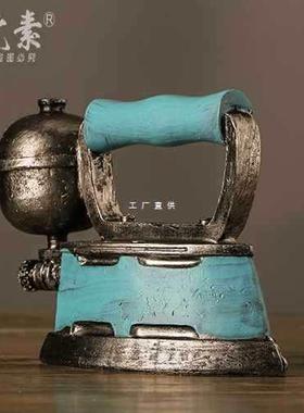 复古70年代橱老物F875598H件摆照件老式蒸汽熨斗模型拍道酒吧具窗