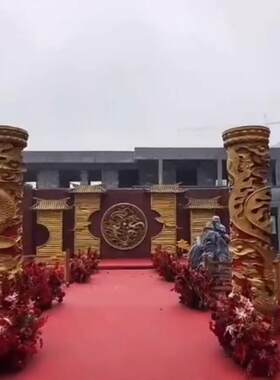 饰PM-02080中式主题泡沫浮雕庆装布置龙凤祥云照壁门楼立柱具道造