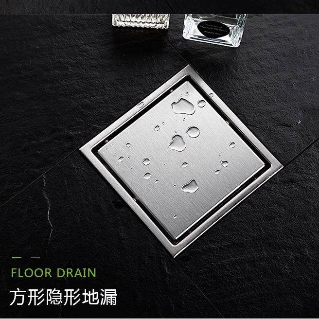 镶嵌台瓷砖隐形地漏方形防CD100-01卫生间锈不钢304阳浴室隐藏防
