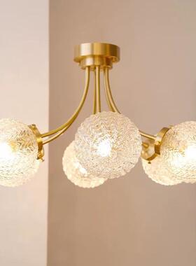 式全铜灯玻璃球客厅吊灯设计师50508餐厅卧室式轻奢法美现代铜吸