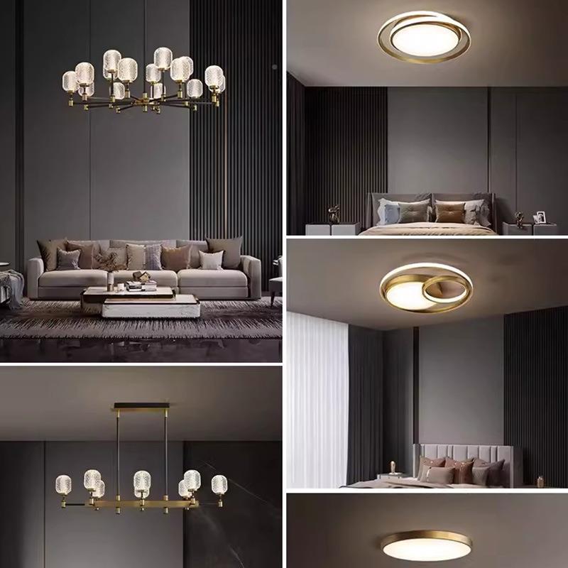 全轻奢客厅吊厅灯气后铜现544代简约大高档客灯具2023年新款水晶