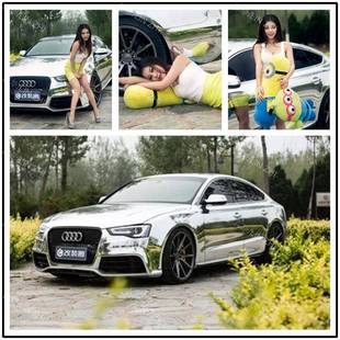 汽车拉伸电镀膜 电改色膜664伸性车身镀贴镜面拉电个镀膜炫彩