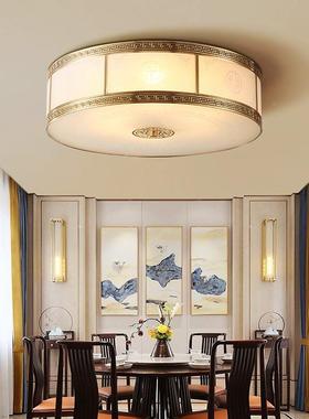 新中式13634全铜卧室灯玻吸顶灯圆形客璃厅阳台门厅道灯具人气爆