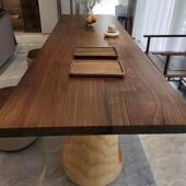 简几约现实木大板茶桌椅代组泡茶桌客厅家用泡茶台阳台小茶合TKY