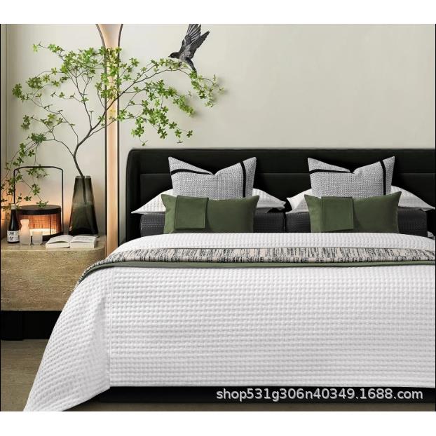 诧寂风绿色系样新板房现代中式品软床装家具UTA主人房4件套抱枕床