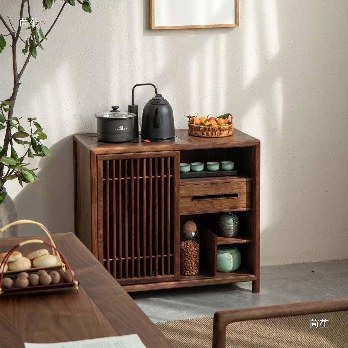 新中式老FNC实木茶水柜桌边柜黑胡桃木茶室餐边柜榆木垒烧水柜茶,电子元器件市场,其它元器件,淘宝优惠券,粉丝福利购,淘宝优惠卷