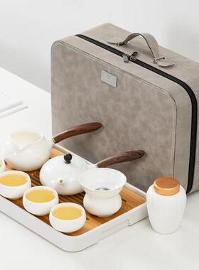 泡德化羊脂玉白瓷侧把壶家旅行茶具LX201807套装户外用简功约轻奢