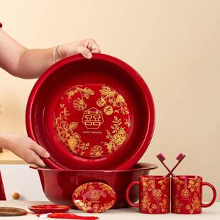 唐呈陪套装女方新娘婚漱嫁妆F99578H7全套结婚聚宝盆高档洗备用品