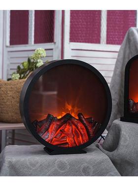 意欧式仿真电壁炉ZMB灯摆件家居装软饰工艺创led木炭火焰灯氛围装