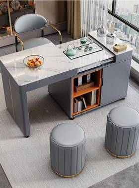 初屋轻茶IVM桌茶台烧水奢壶体桌可动可伸缩多功能岩板移茶桌椅一