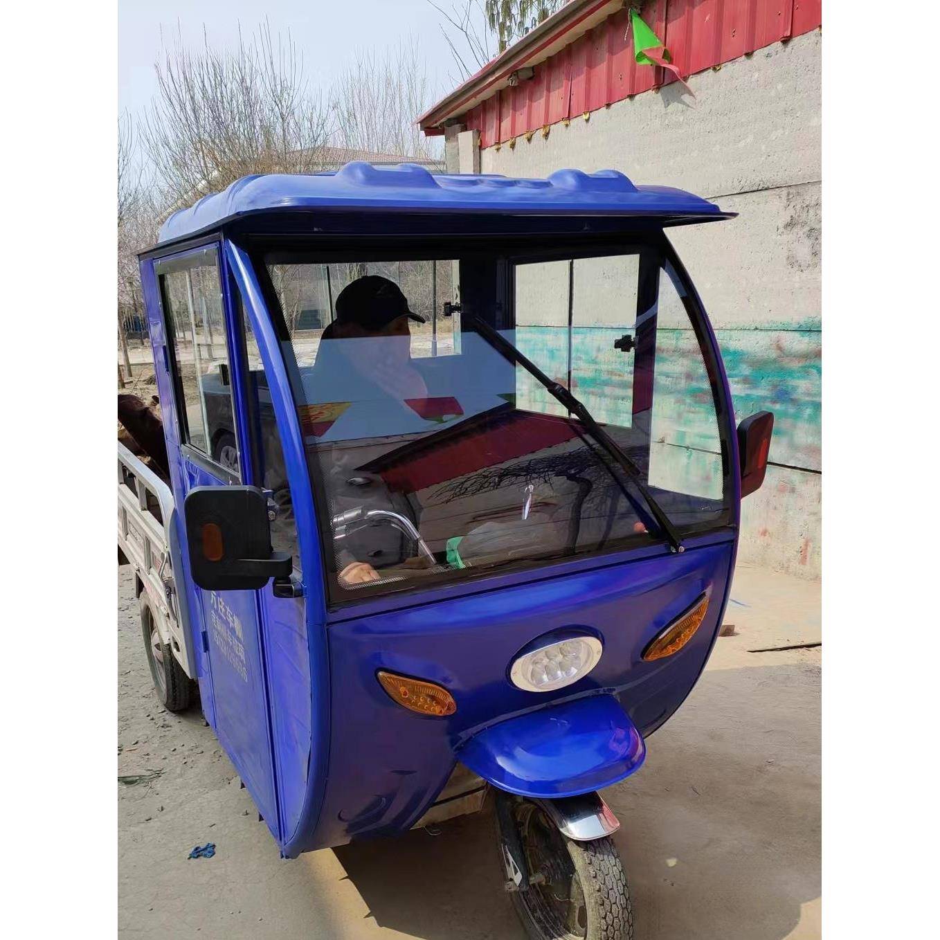 ALWD8sRs铁电动三轮车全封闭棚车新款加厚冲压皮车蓬摩托轮前车棚