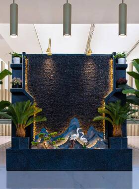 欧MVX式水墙流水摆件循环水院办公室装饰品庭瀑幕地布景观落假山