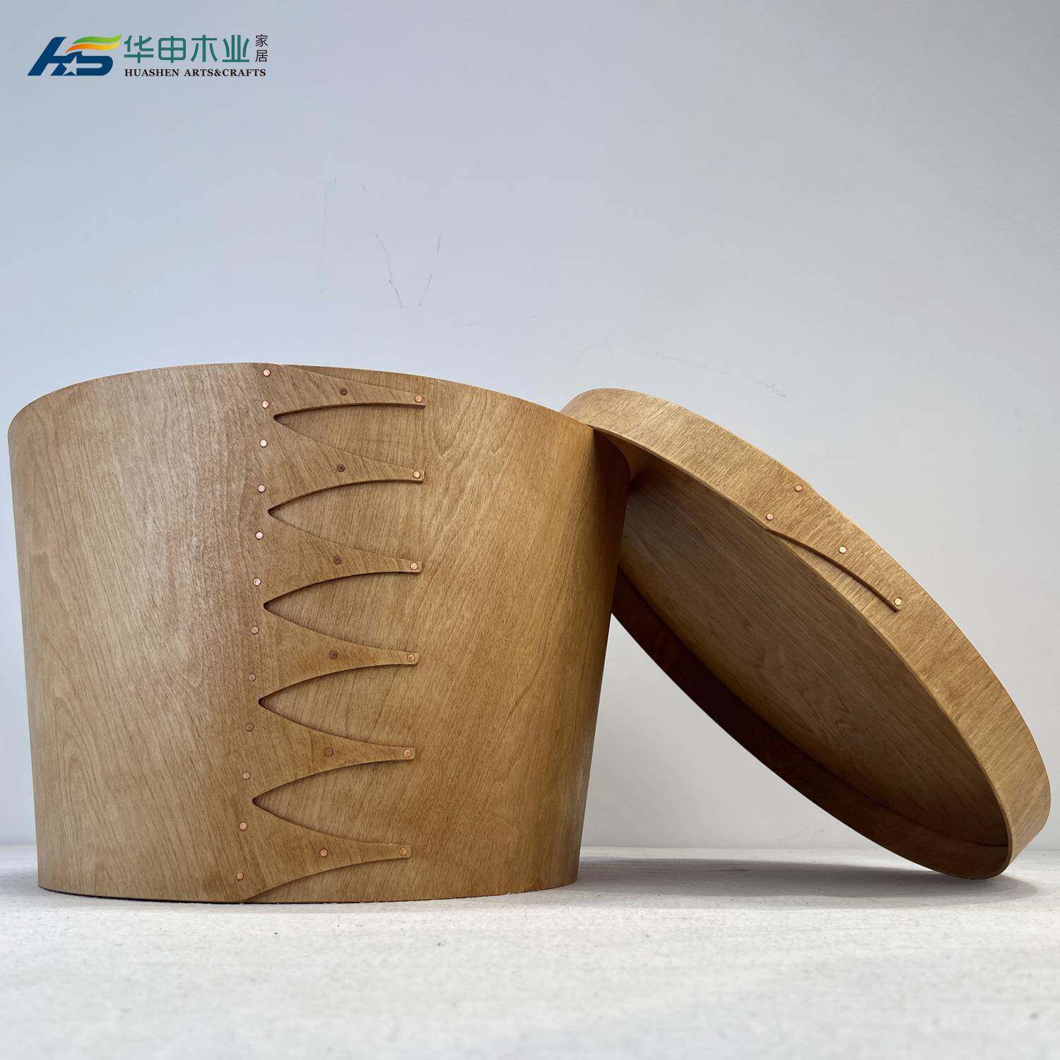 木手工实木夏克椭圆WMI大号储盒纳物收盒茶几床头柜装饰摆件木制