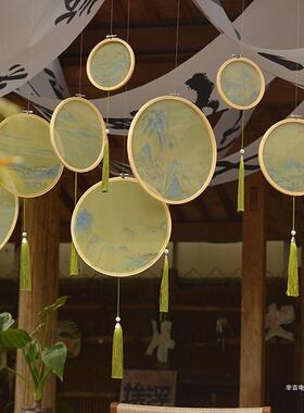 中OBX式千江山风挂饰挂件圆形空中里结婚橱幼儿园布置环创吊窗饰