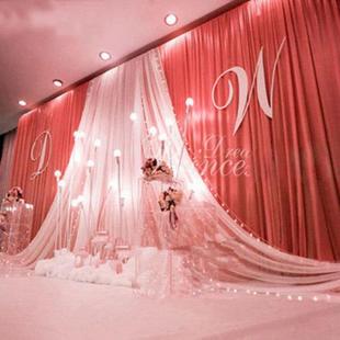 纱幔新品婚庆背景道具舞台迎典宾JVN区签庆台创意布置婚礼到帷幔