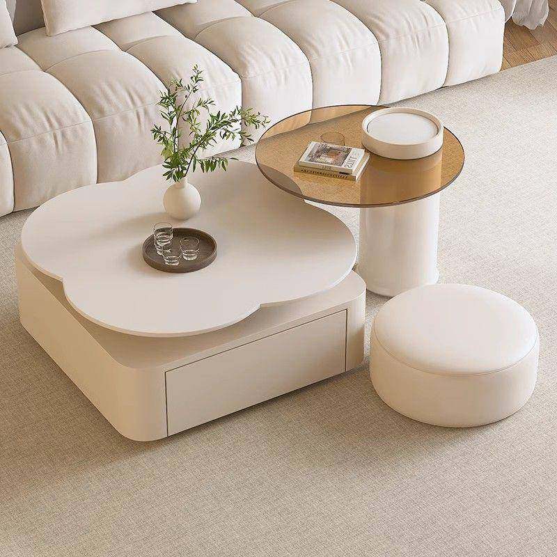 奶油风茶几电柜轻奢现代简约客视茶几花厅小户型纯白方形朵岩板茶,住宅家具,茶几,淘宝优惠券,粉丝福利购,淘宝优惠卷