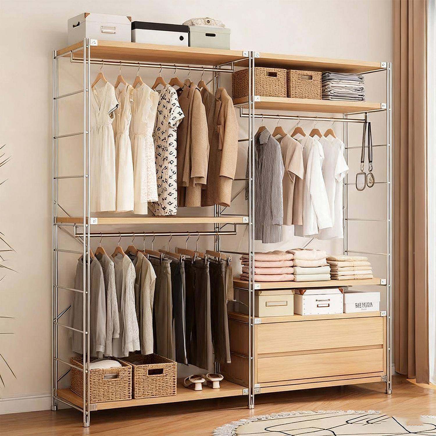 衣架帽间日式室落地IEX衣帽架顶天立地衣柜开放卧衣式步入挂架衣