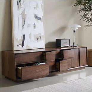 北美黑胡桃实电视边柜橡木小木户型客厅落DSG 002地全柜简约现代