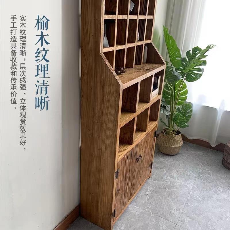 定制老榆木置物架柜博展古架中式多宝阁实木书示柜茶室公办收纳架图片