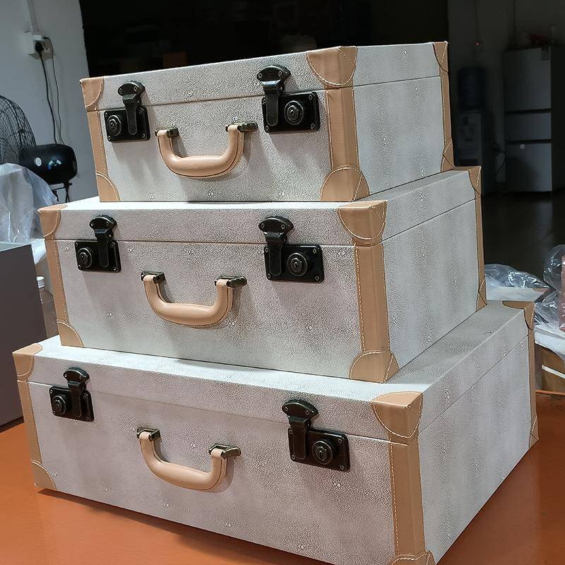 皮质手提样板房衣帽橱窗摄箱影QRY陈列道具展示箱子意摆件复古间