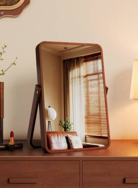 ?复814实木化妆镜台式桌妆面家用梳妆台梳镜生卧古室便女携折叠大