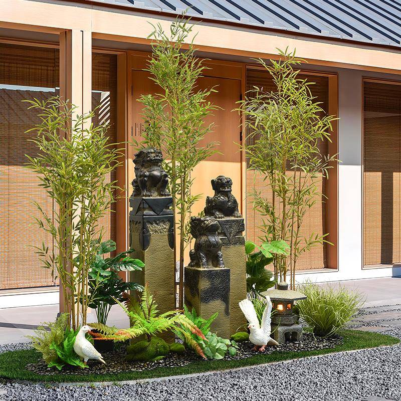 新中展式仿古石做旧狮拴马桩系列客FF155-AB林厅示园庭院造景装饰