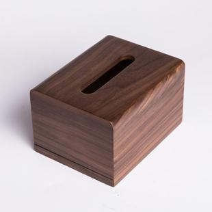 黑盒胡桃高档34353455轻奢整木独木客厅实板家用抽纸简约餐厅餐巾