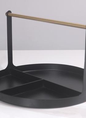 现代简约轻奢新式金31790属盘摆件售楼处样板托圆形长形方收中纳